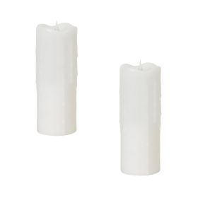 Simplux LED Dripping Candle w/Moving Flame (Set of 2)  3"D (Option: 9" White)