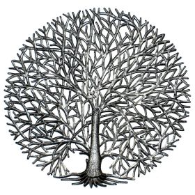 24" Tree of Life Steel Drum Metal Wall Art - Croix des Bouquets (Option: Full Branches)