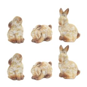 Ceramic Bunny Rabbit Figurines Terra Cotta (Option: 6pc Weathered Brown 9")