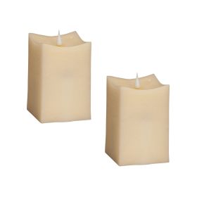 Simplux Squared Candle w/Moving Flame (Set of 2 w/Remote) 3.5" SQ (size: 5")