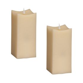 Simplux Squared Candle w/Moving Flame (Set of 2 w/Remote) 3.5" SQ (size: 8")