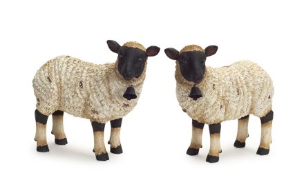 Sheep Figurines Resin (Option: 2pc Beige/Black 9.25")