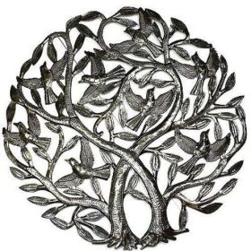 24" Tree of Life Steel Drum Metal Wall Art - Croix des Bouquets (Option: Double Tree)