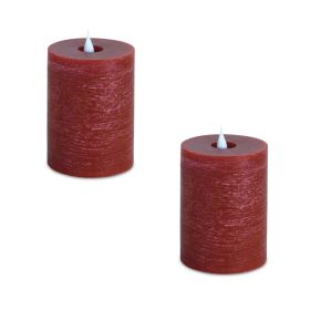 Simplux LED Designer Candle (Set of 2) w/Remote 3.5"x5"H Wax/Plastic (Option: Red)