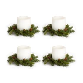 Christmas Candle Ring Set (Fits a 6" Candle) (Option: 4pc Pine 13")