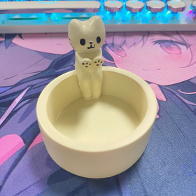 Cartoon Kitten Candle Holder Heating Decoration (Option: White Cat Pouch)