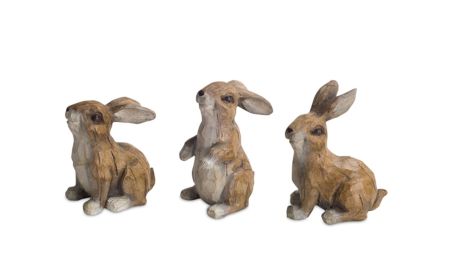 Resin Painted Bunny Rabbit Figurines (Option: 6pc Nutmeg Brown 3"/3.5")