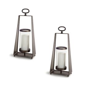 A-frame Candleholder (Set of 2) Metal/Glass (size: 18"H)