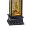Square Tall Snow Globe Lantern 12.5"H Plastic 6 Hr Timer 3 AA Batteries, Not Included or USB Cord Included