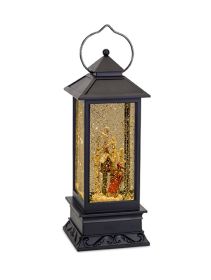 Square Tall Snow Globe Lantern 12.5"H Plastic 6 Hr Timer 3 AA Batteries, Not Included or USB Cord Included (Option: Birdhouse/Black)