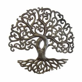 14 Inch Tree of Life Metal Wall Art - Croix des Bouquets (style: Curly)