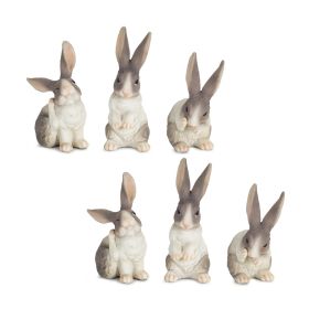 Carved Rabbit Figurines Stone Powder/Resin (Option: 6pc Painted 6.5")