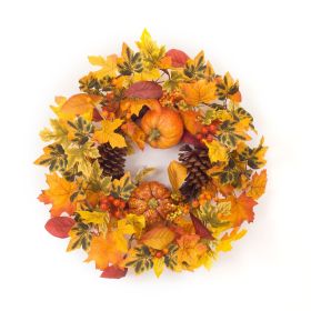 Autumn Fall Candle Ring PVC (Fits a 6" Candle) (Option: Pumpkin/Goard/Leaf 20.5")