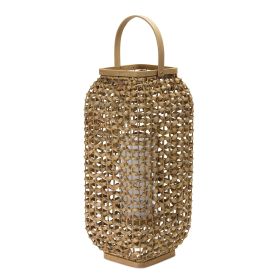 Boho-Chic Wicker Lantern Wicker/Glass (size: 20")