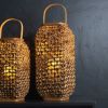 Boho-Chic Wicker Lantern Wicker/Glass