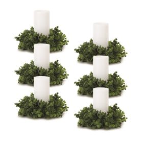 Candle Wreath Ring (Set of 6) 11"D Plastic (fits 4" candle) (Option: Eucalyptus)