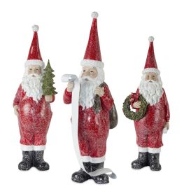 Santa Figurines Set Resin (Option: 3pc  Tree/List/Wreath 14"-18.5")