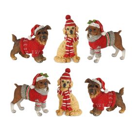 Winter Dog Figurines Resin (Option: 6pc 5"-6")
