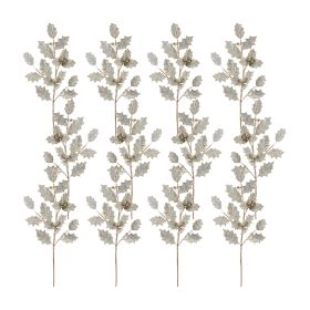 Artificial Holly Leaf Branch Spray (Option: 12pc Silver/Gold 32")