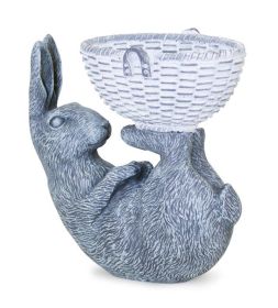 Resin Rabbit with Basket Figurine (Option: Laying 7"x7")