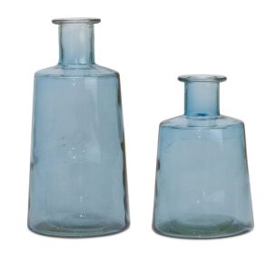 Bottle (Set of 2) 7"H, 9.5"H Glass (Option: Blue)