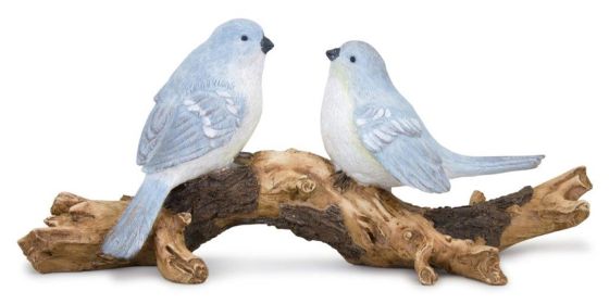 Birds on Branch Resin Figurine (Color: Light Blue)