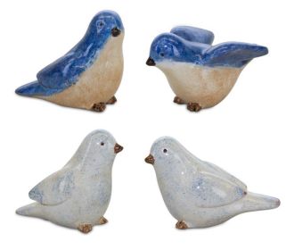 Bird Figurines Resin (Option: 4pc Glazed Blues)
