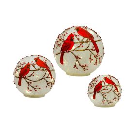Christmas Globe/Timer (Set of 3) 4-8"H Glass (Option: Cardinal)