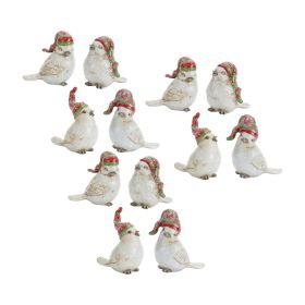Christmas Bird Figurines Resin (Option: 12pc, 3.5" Stocking Hat)