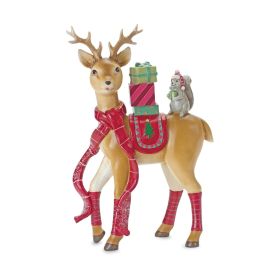 Resin Christmas Reindeer Deer Figurines (Option: 1pc, Squirrel & Presents)