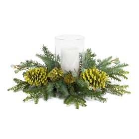 Christmas Candle Ring PVC (Fits a 4" Candle) (Option: Mixed Pine 18")