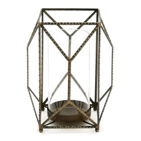 Geometric Frame Candle Holder Iron/Glass (size: 7.75"L x 10"H)