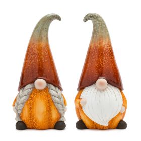 Terra Cotta  Fall Pumpkin Gnome Figurines (Set of 2) (Option: Boy/Girl 11.5")