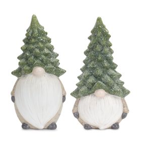 Gnome with Tree Hat Figurines (Set of 2) Terra Cotta (Option: A,11.25")