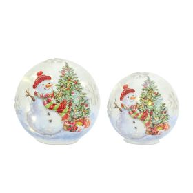 Christmas Globe/Timer (Set of 3) 4-8"H Glass (Option: 2pc Snowman)