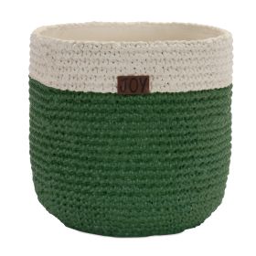 Faux Woven Joy Pot Cement (Option: 1pc Green 9.25")