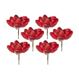 Artificial Magnolia Flowers -  Sprays, Stems (Option: 6pc Red Velvet 29")