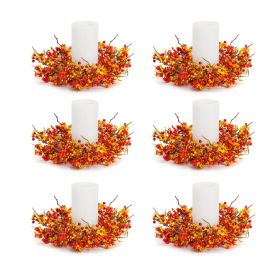 Candle Wreath Ring (Set of 6) 11"D Plastic (fits 4" candle) (Option: Bittersweet)