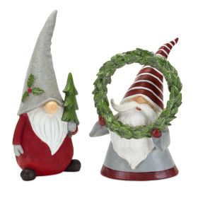 Resin Christmas Gnome Figurines (Option: 2pc Tree/Wreath 8"/10.75")