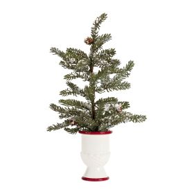 Potted Winter Pine Tree Plastic/Paper (Option: 2pc Snow/White Pot 20")