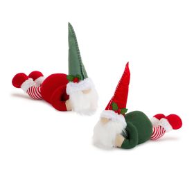Plush Christmas Gnome Shelf Sitters (Set of 2) Polyester (Option: Laying 24")