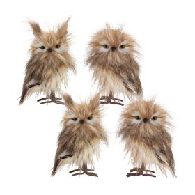Feathered Owl Figurine Foam (Option: 4pc Brown 9"/10.5")