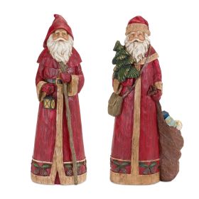 Santa Figurines (Set of 2) Resin (Option: 13" Rustic Hooded)