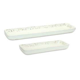 Tray (Set of 2) 18.25"L x 7"W, 27"L x 8.25"W Mango Wood (Option: White)