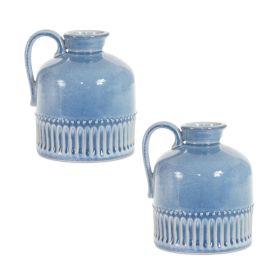 Blue Jug (Set of 2) Ceramic (size: 6.25")