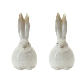 Ceramic Bunny Rabbit Figurines Terra Cotta (Option: 2pc Standing Ears 11.75")