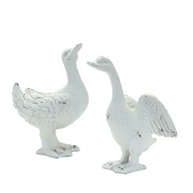 Resin Duck Figurines (Option: 2pc, Weathered White 12")