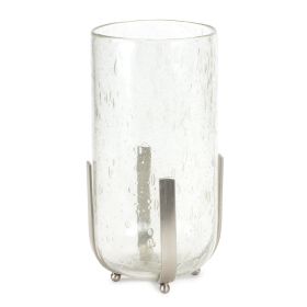 Silver Candle Holder or Vase Glass/Iron (size: 6.25"D x 12.5"H)