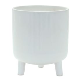 White Pot w/Legs Dolomite (Option: 1pc 6"Dx7"H)