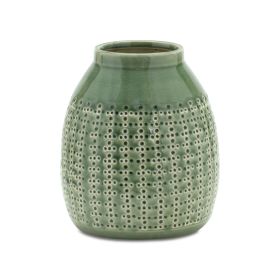 Earthy Green Terra Cotta Container Vase (size: 8"H)